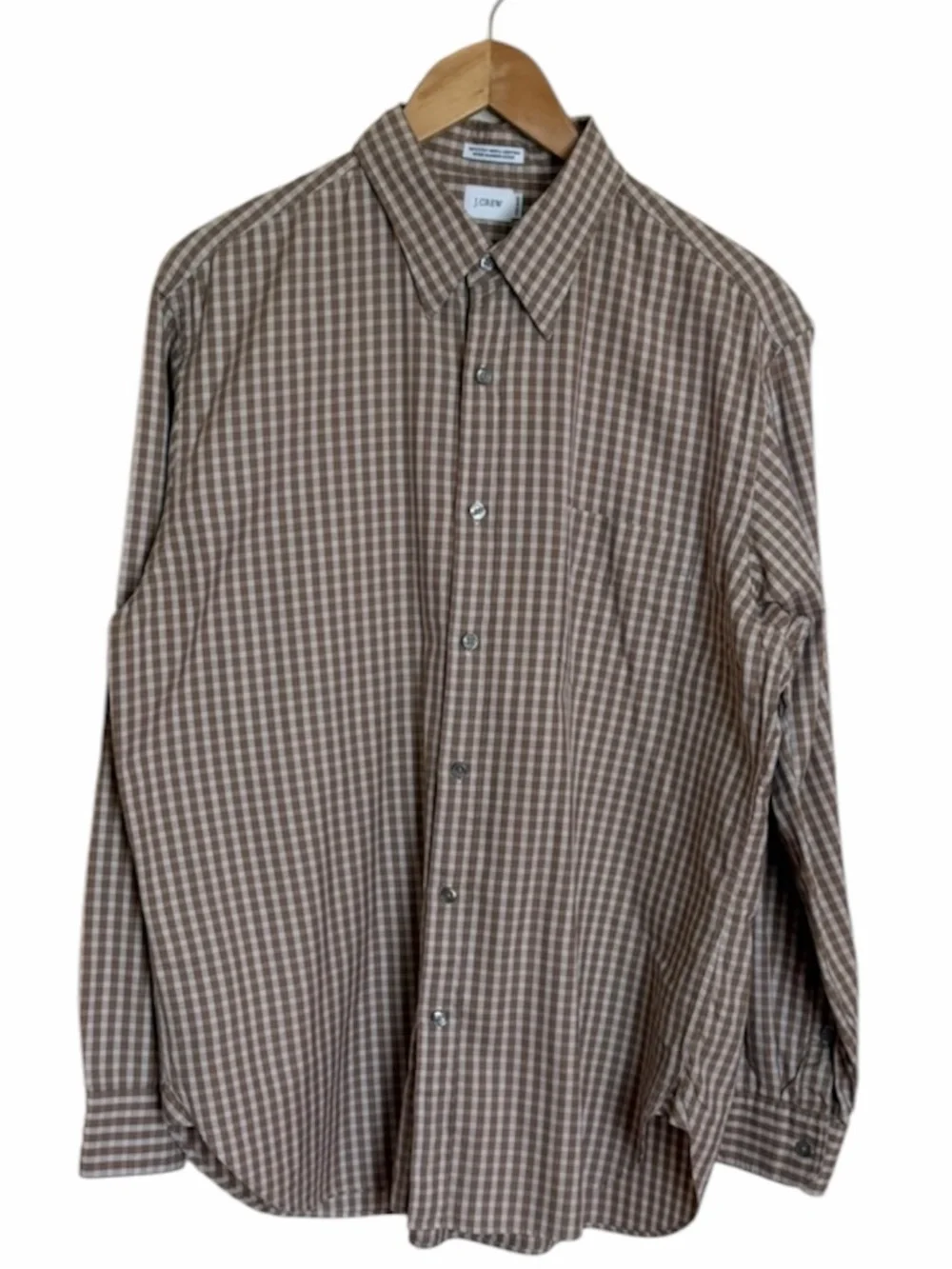 J. Crew Brown Plaid 100% Cotton Button-Up Shirt. Size Large